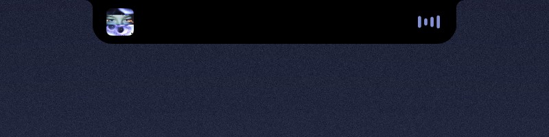 The closed notch with album art on one side and music bars on the other